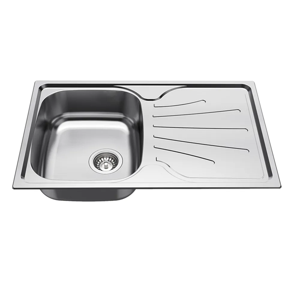 Clearwater Deep Blue Compact Single Bowl Brushed Stainless Steel sink & Waste with Reversible Drainer - 800 x 500mm