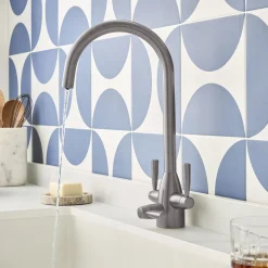 Clearwater Eclipse Triple Lever Mono Kitchen Mixer and Cold Filtered Water Tap - Brushed Nickel