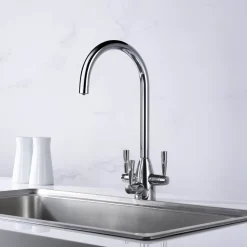 Clearwater Eclipse Triple Lever Mono Kitchen Mixer and Cold Filtered Water Tap - Polished Chrome
