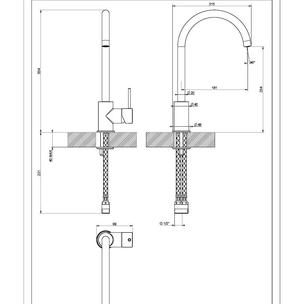 Clearwater Elara WRAS Approved Single Lever Mono Kitchen Mixer Tap with Granite Colour Matching Finish