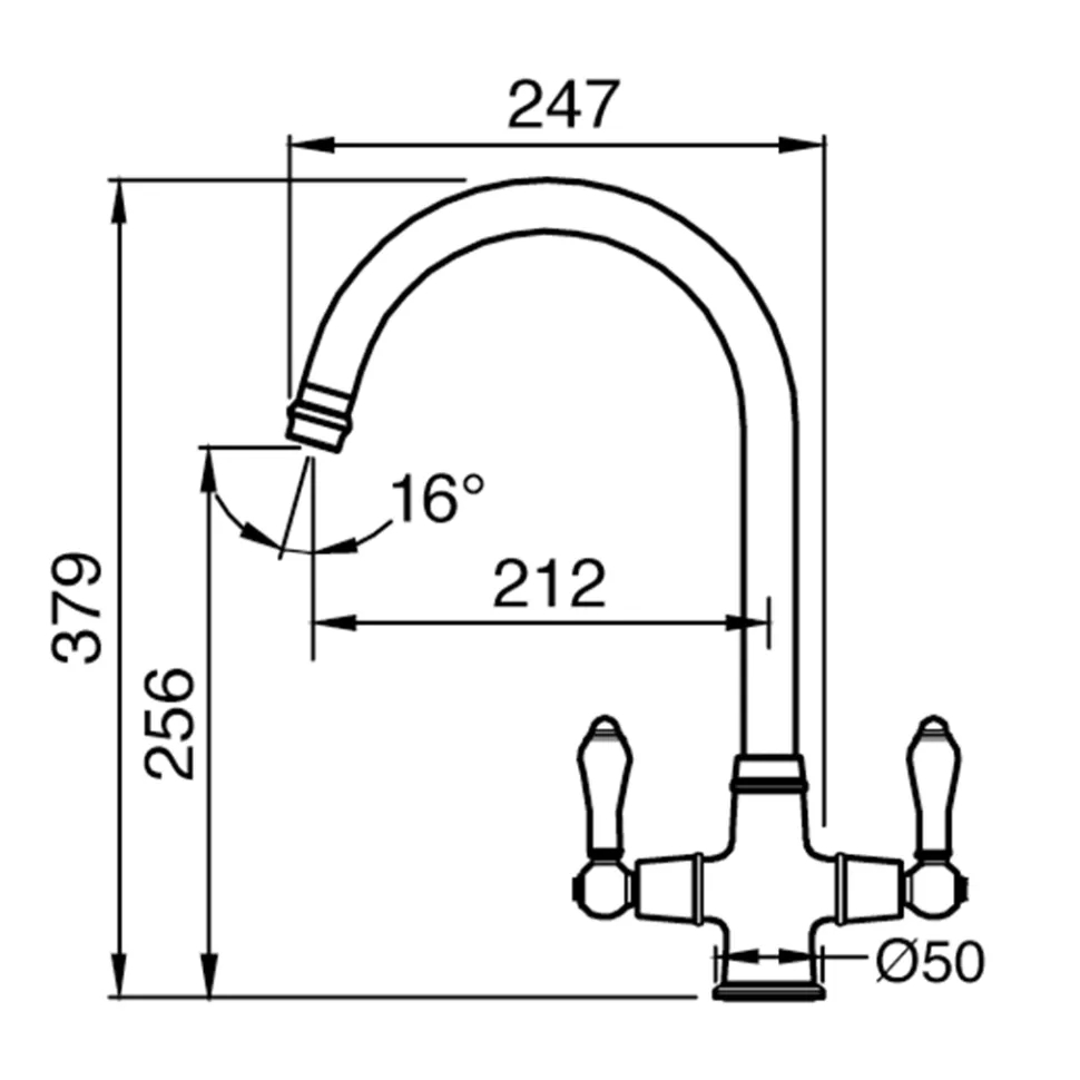 Clearwater Elegance Twin Lever Mono Sink Mixer with Swivel Spout