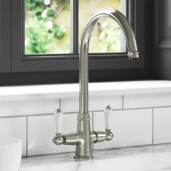 Clearwater Elegance Twin Lever Mono Sink Mixer with Swivel Spout