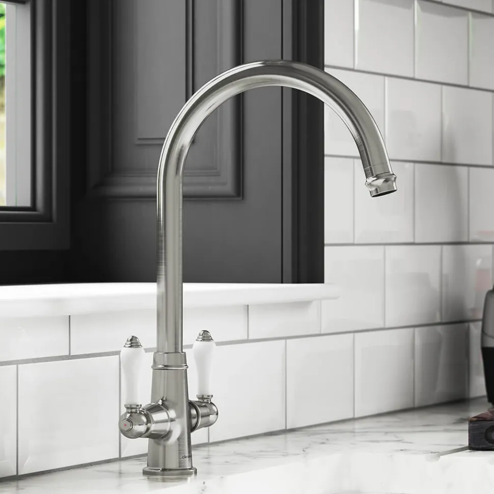 Clearwater Elegance Twin Lever Mono Sink Mixer with Swivel Spout