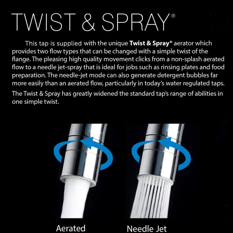 Clearwater Elegance Twin Lever Mono Sink Mixer with Swivel Spout