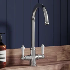 Clearwater Elegance Twin Lever Mono Sink Mixer with Swivel Spout