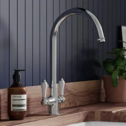 Clearwater Elegance Twin Lever Mono Sink Mixer with Swivel Spout