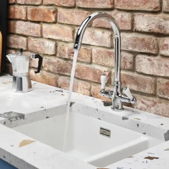 Clearwater Elegance Twin Lever Mono Sink Mixer with Swivel Spout