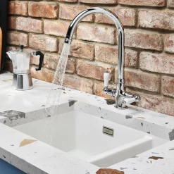 Clearwater Elegance Twin Lever Mono Sink Mixer with Swivel Spout