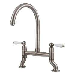 Clearwater Elegance Twin Lever Bridge Sink Mixer with Swivel Spout