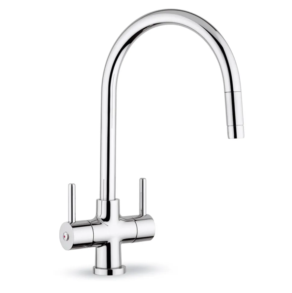 Clearwater Emporia Twin Lever Mono Sink Mixer with Swivel Spout & Pull Out Aerator