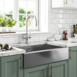 Clearwater Infinity Smart Butler Large Single Bowl Brushed Stainless Steel Kitchen Sink & Waste - 800 x 510mm