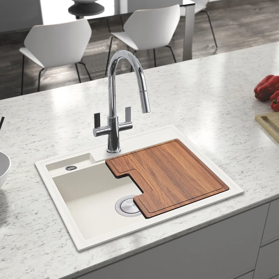 Clearwater Kameo-X Smart 1 Bowl Granite Composite Inset/Undermount Kitchen Sink & Waste Kit - 560 x 500mm