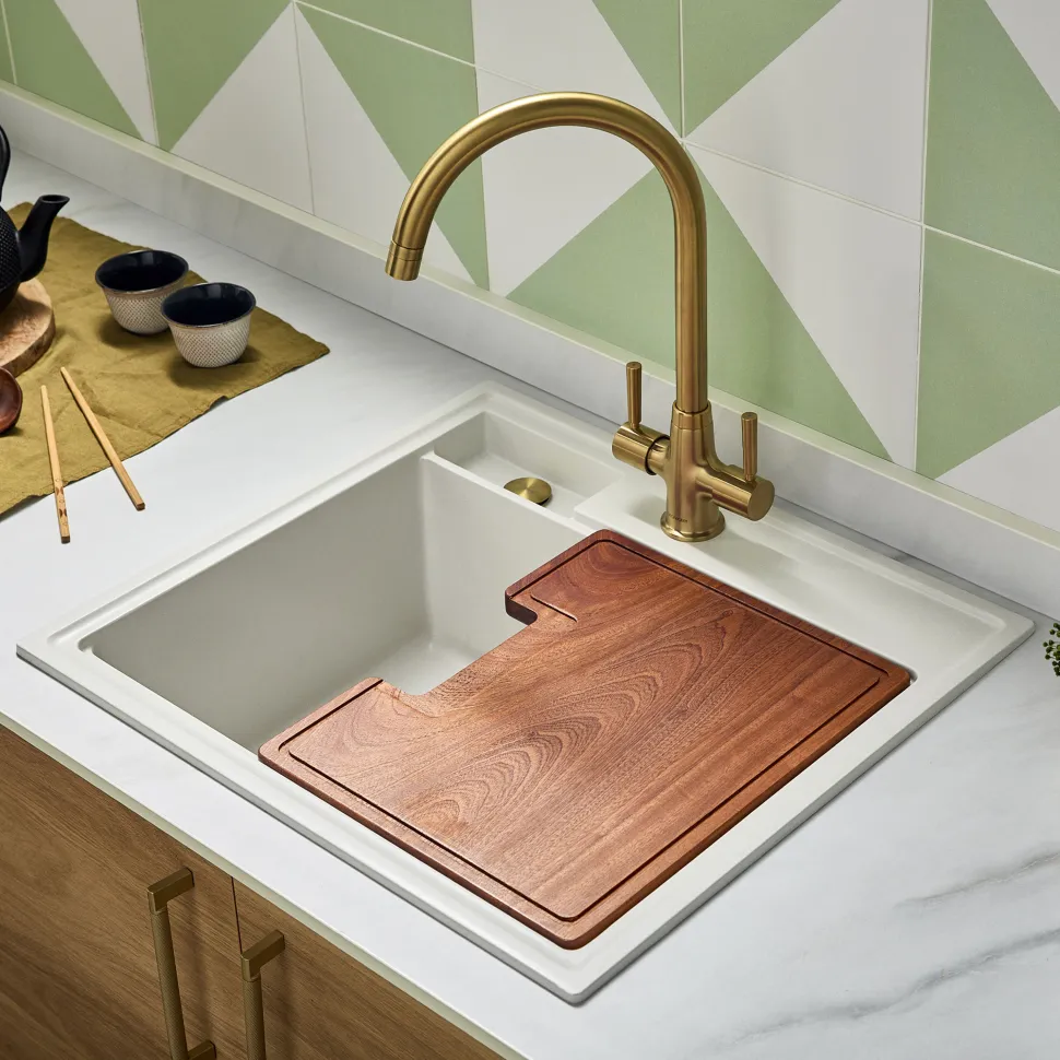 Clearwater Kameo-X Smart 1 Bowl Granite Composite Inset/Undermount Kitchen Sink & Waste Kit - 560 x 500mm
