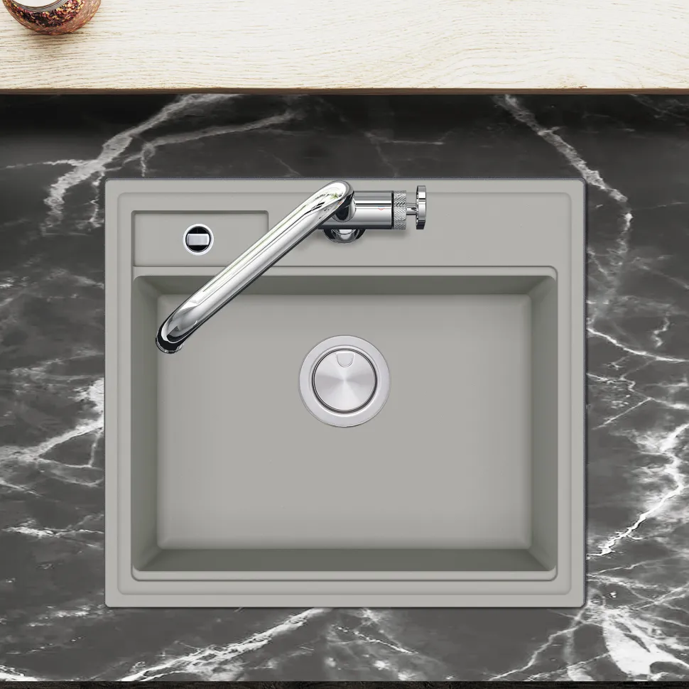 Clearwater Kameo-X Smart 1 Bowl Granite Composite Inset/Undermount Kitchen Sink & Waste Kit - 560 x 500mm