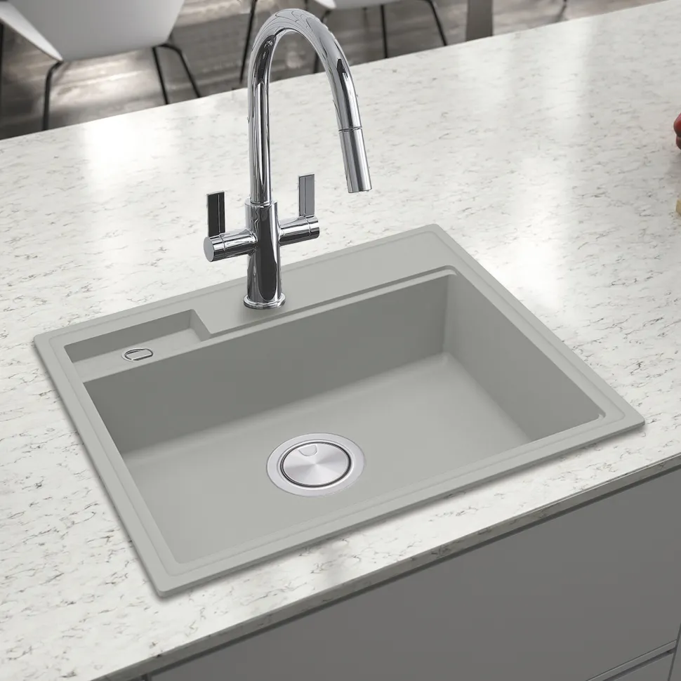 Clearwater Kameo-X Smart 1 Bowl Granite Composite Inset/Undermount Kitchen Sink & Waste Kit - 560 x 500mm