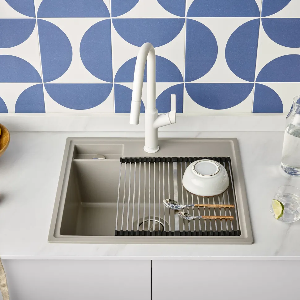 Clearwater Kameo-X Smart 1 Bowl Granite Composite Inset/Undermount Kitchen Sink & Waste Kit - 560 x 500mm