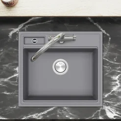 Clearwater Kameo-X Smart 1 Bowl Granite Composite Inset/Undermount Kitchen Sink & Waste Kit - 560 x 500mm