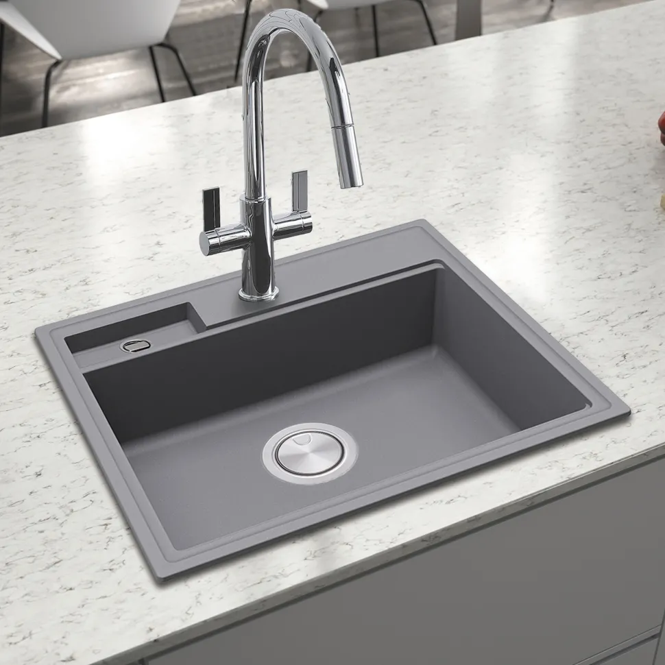 Clearwater Kameo-X Smart 1 Bowl Granite Composite Inset/Undermount Kitchen Sink & Waste Kit - 560 x 500mm