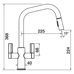 Clearwater Kira Twin Lever U Spout Mono Pull Out Spray Kitchen Mixer
