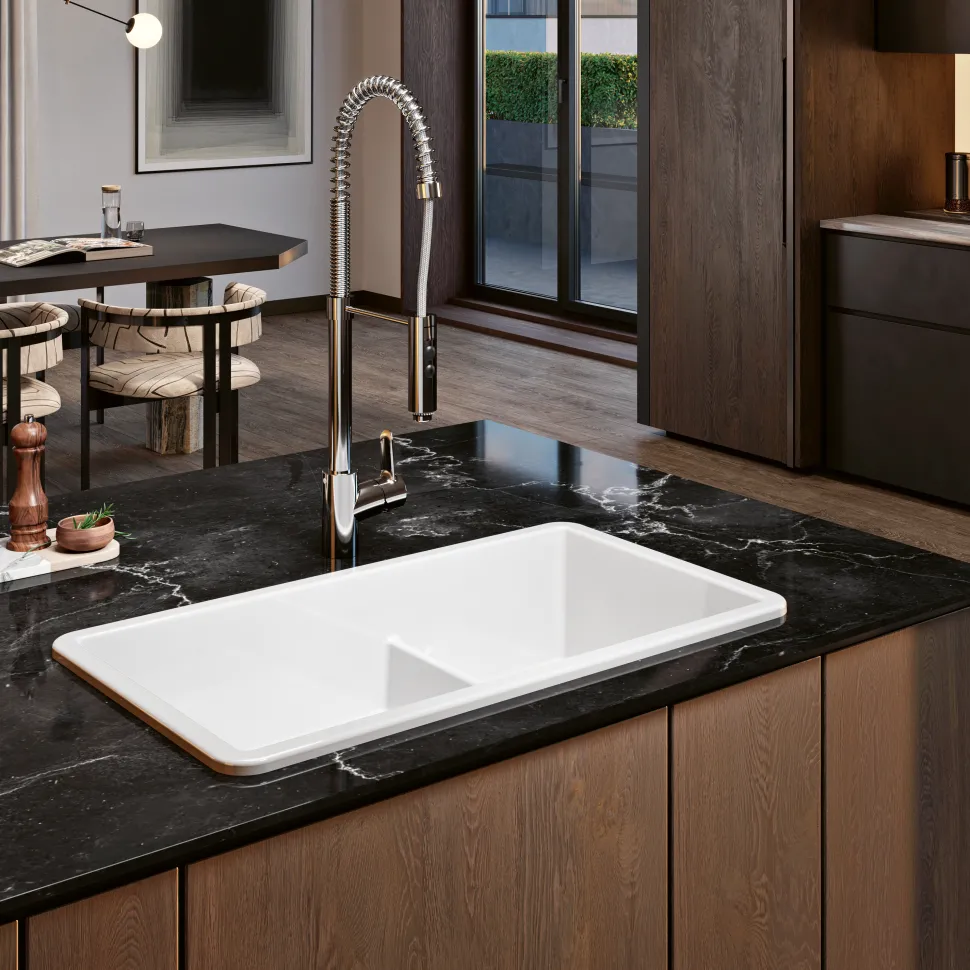 Clearwater Metro Ceramic Inset/Undermount Kitchen Sink - 796 x 462mm