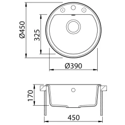 Clearwater Mio 1 Bowl Granite Composite Kitchen Sink - 450 x 450mm
