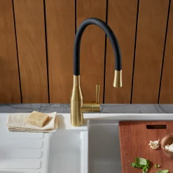 Clearwater Morpho Mono Kitchen Mixer 'Flex & Stay' Spout with Black Hose