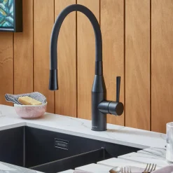 Clearwater Morpho Mono Kitchen Mixer 'Flex & Stay' Spout with Black Hose