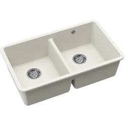 Clearwater Nova 2 Bowl Granite Composite Inset/Undermount Kitchen Sink - 810 x 480mm