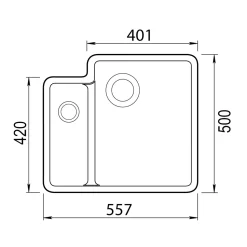 Clearwater Nova 1.5 Bowl Granite Composite Inset/Undermount Kitchen Sink - 557 x 500mm