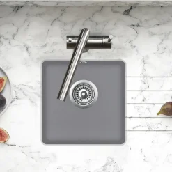 Clearwater Nova 1 Bowl Granite Composite Inset/Undermount Kitchen Sink - 380 x 380mm