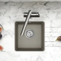 Clearwater Nova 1 Bowl Granite Composite Inset/Undermount Kitchen Sink - 380 x 380mm