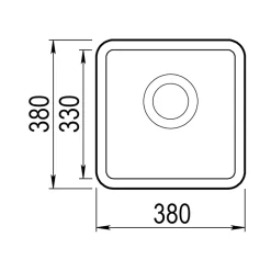 Clearwater Nova 1 Bowl Granite Composite Inset/Undermount Kitchen Sink - 380 x 380mm