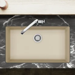 Clearwater Nova 1 Bowl Granite Composite Inset/Undermount Kitchen Sink - 810 x 480mm