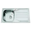 Clearwater Okio Single Bowl Satin Stainless Steel Sink & Waste with Reversible Drainer - 860 x 500mm