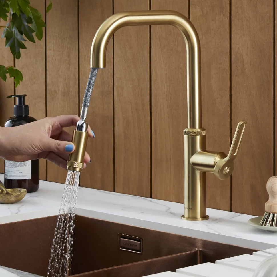 Clearwater Pioneer WRAS Approved Single Lever Industrial-Style Mono Pull Out Spray Kitchen Mixer Tap