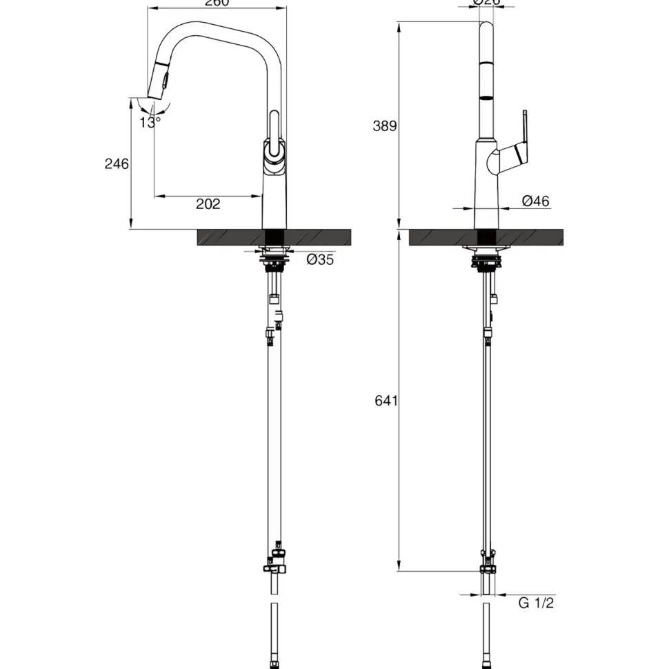 Clearwater Santor Pull Out Kitchen Mixer Tap