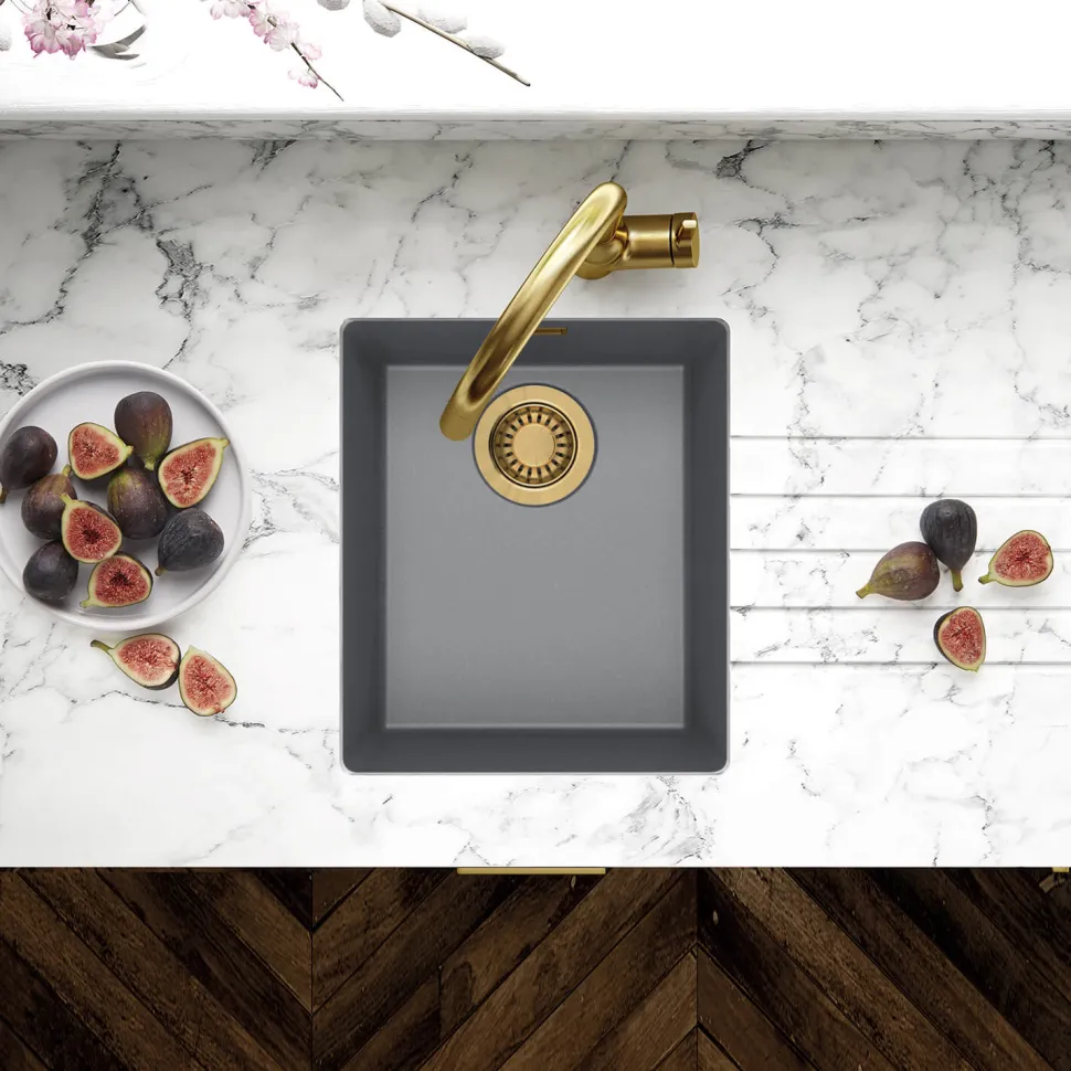 Clearwater Siena Compact 1 Bowl Granite Composite Inset or Undermount Kitchen Sink & Waste - 370 x 460mm