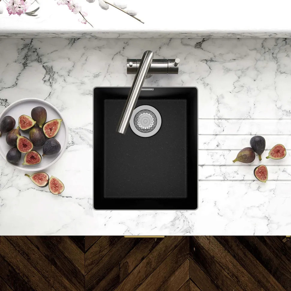Clearwater Siena Compact 1 Bowl Granite Composite Inset or Undermount Kitchen Sink & Waste - 370 x 460mm