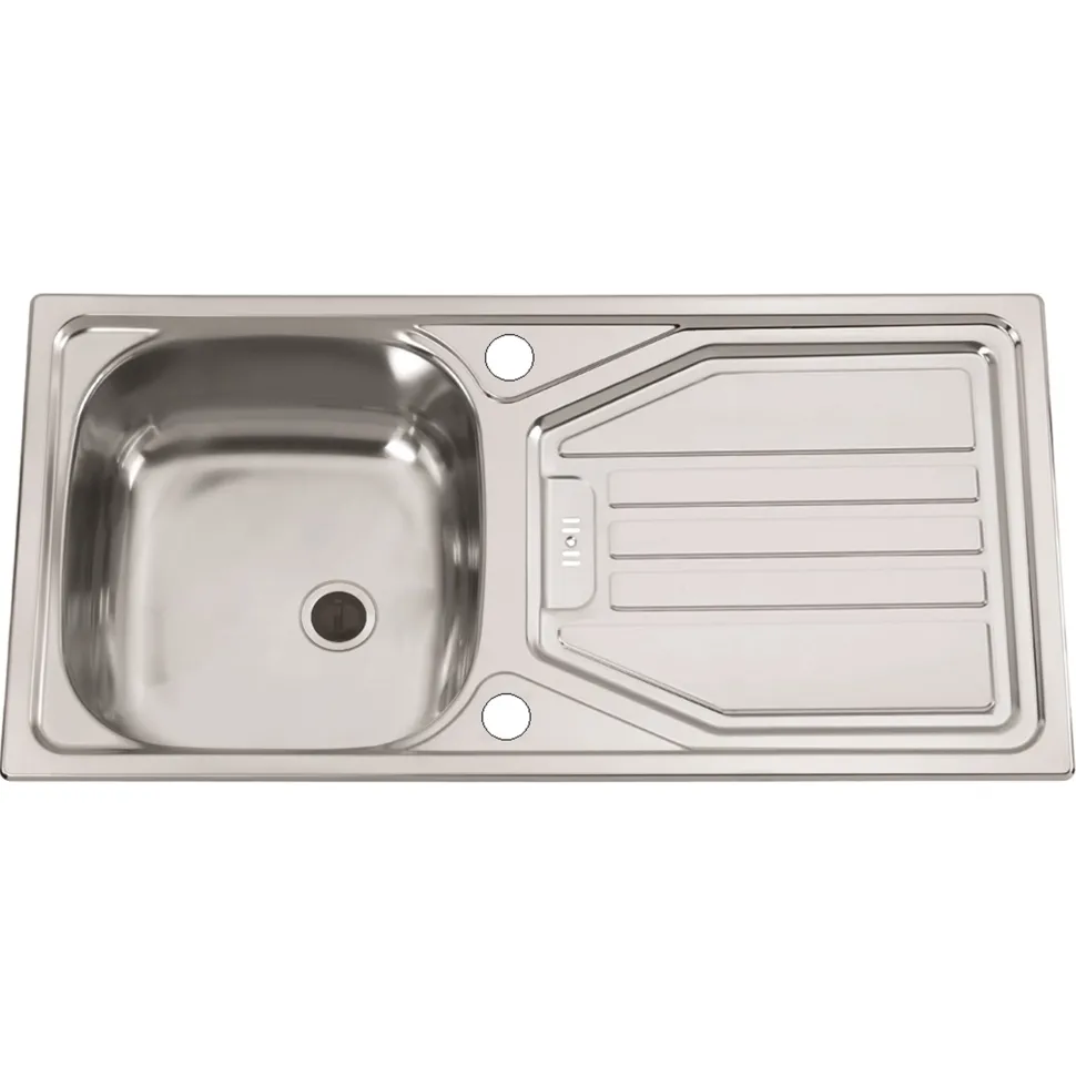 Clearwater Spacesaver Single Bowl Satin Stainless Steel Sink & Waste with Reversible Drainer - 860 x 435mm