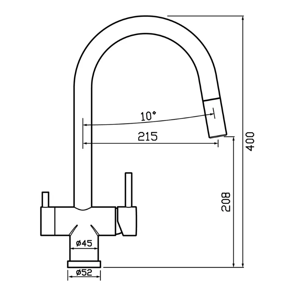 Clearwater Toledo Twin Lever Pull Out Spray Mono Kitchen Mixer and Cold Filtered Water Tap