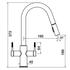 Clearwater Topaz Twin Lever Mono Pull Out Spray Kitchen Mixer with Knurled Handles