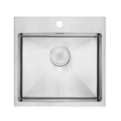 Clearwater Urban 1 Bowl Brushed Stainless Steel Kitchen Sink & Waste Kit - 540 x 510mm