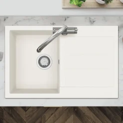Clearwater Vesta 1 Bowl Granite Composite Kitchen Sink with Reversible Drainer - 780 x 500mm