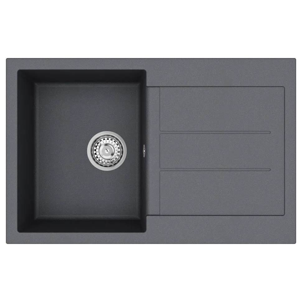 Clearwater Vesta 1 Bowl Granite Composite Kitchen Sink with Reversible Drainer - 780 x 500mm