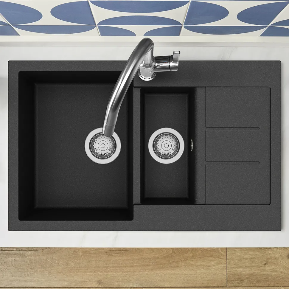 Clearwater Vesta 1.5 Bowl Kitchen Sink with Reversible Drainer - 800 x 500mm