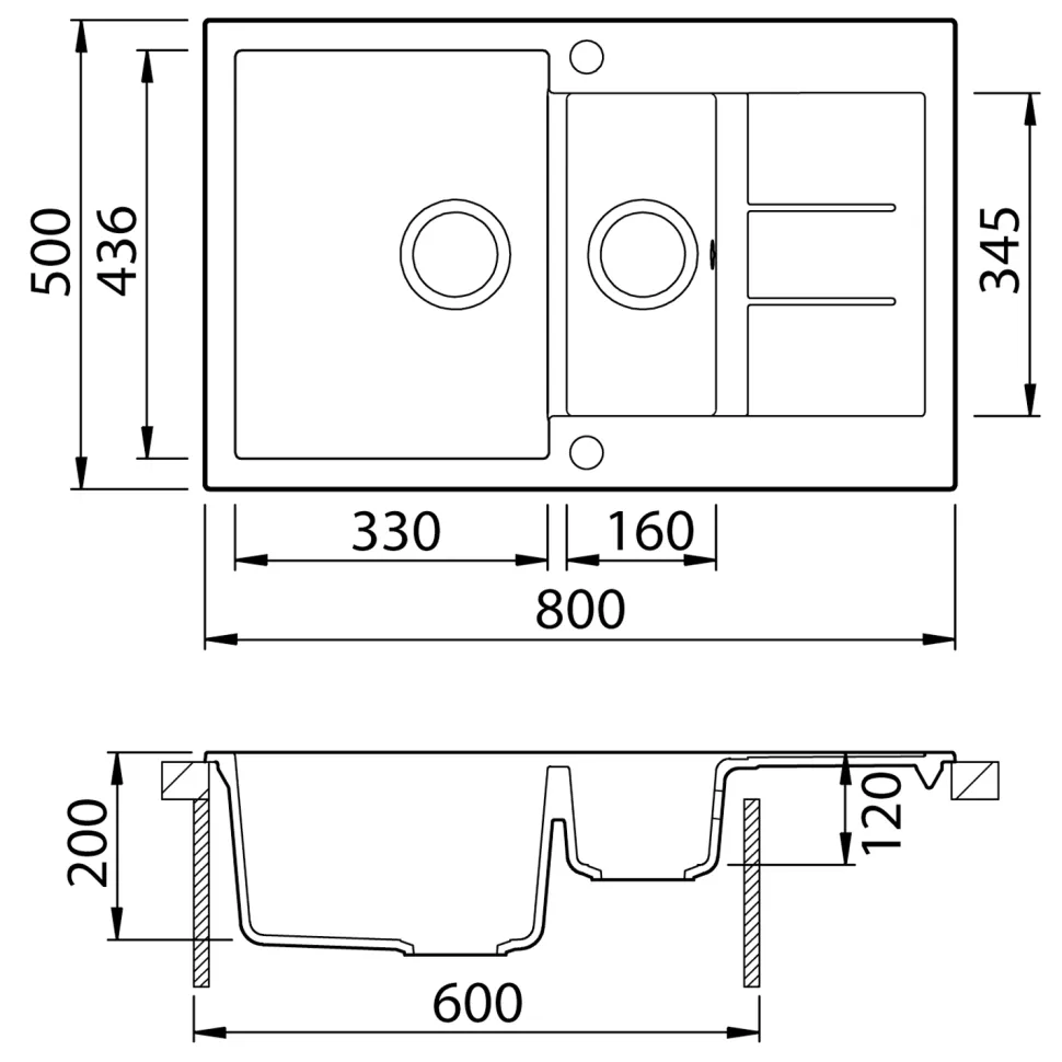 Clearwater Vesta 1.5 Bowl Kitchen Sink with Reversible Drainer - 800 x 500mm