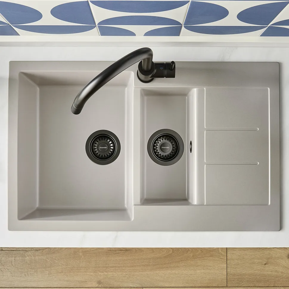 Clearwater Vesta 1.5 Bowl Kitchen Sink with Reversible Drainer - 800 x 500mm