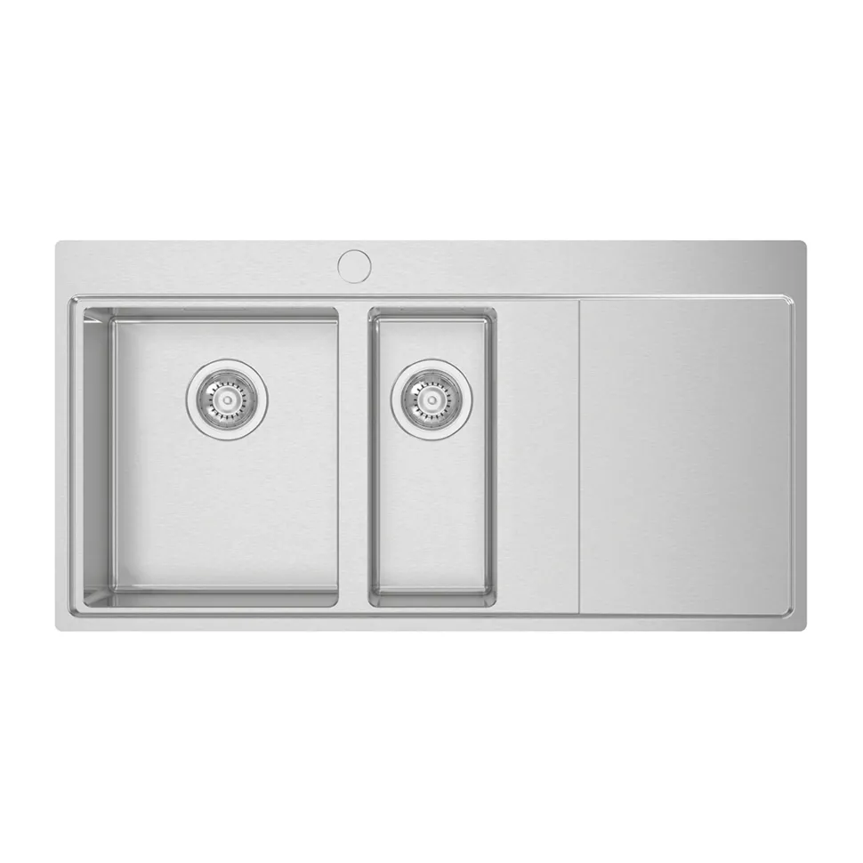 Clearwater Xeron 100 1.5 Bowl Bowl Brushed Stainless Steel Sink & Waste - 1000 x 520mm