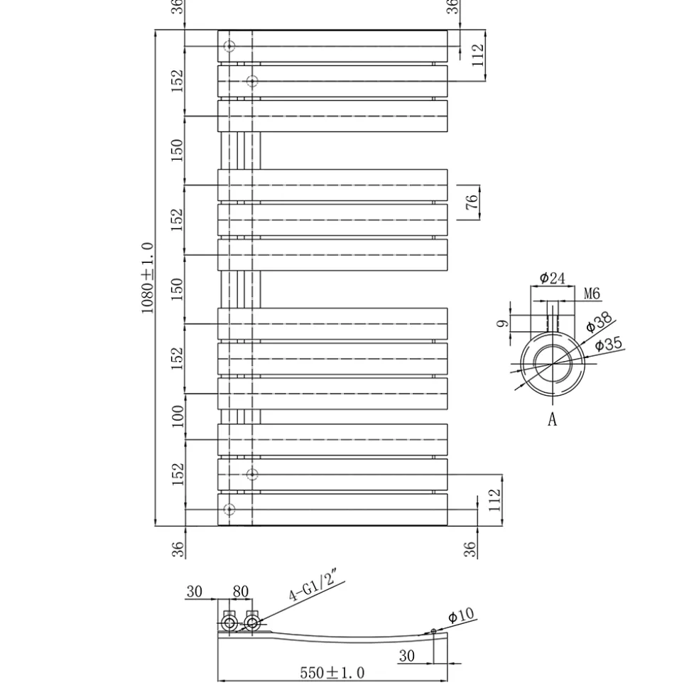 CLEO Open-Side Heated Towel Rail