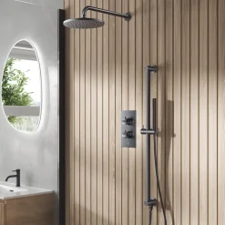 Core Concealed Thermostatic Valve, Fixed Head & Shower Rail Kit